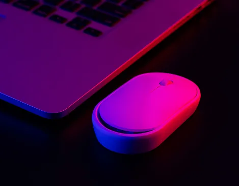 Credentialing platform with neon laptop